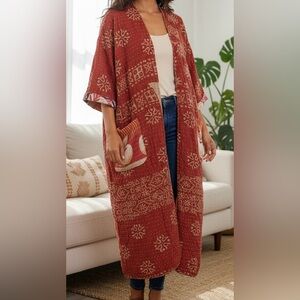 One-of-a-Kind Handmade Kantha Quilt Kimono - Size Large
